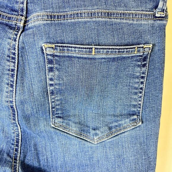 Paige Hoxton Blue Medium Wash Mid Rise Slim Crop Fray Hem Jeans Size 29 - Picture 8 of 15